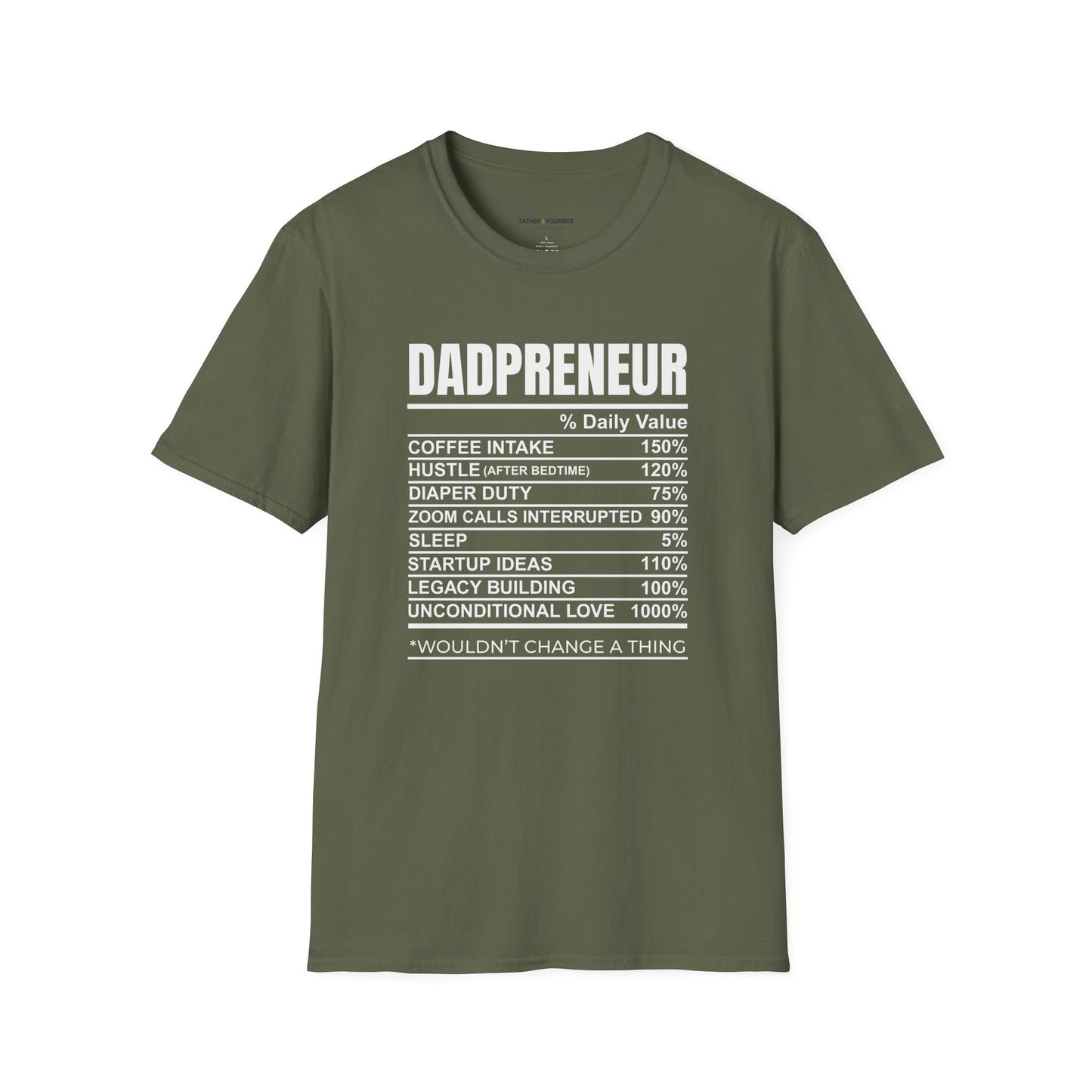Dadpreneur Nutrition Facts T-Shirt